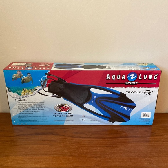 ☘️NWT Aqua Lung Sport Proflex FX Blue & Black Large Vented Fin Blades - Picture 3 of 3